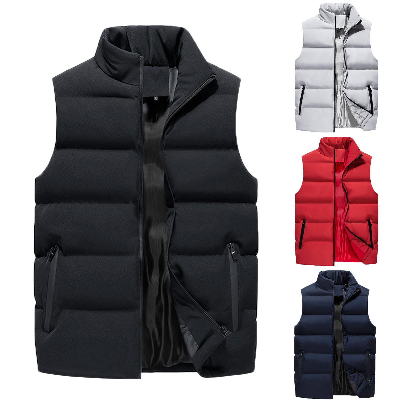 Zhengfuzhihai Casual herenvest Heren losse herfst- en winterwarme katoenen vestjas XXXXXL rood