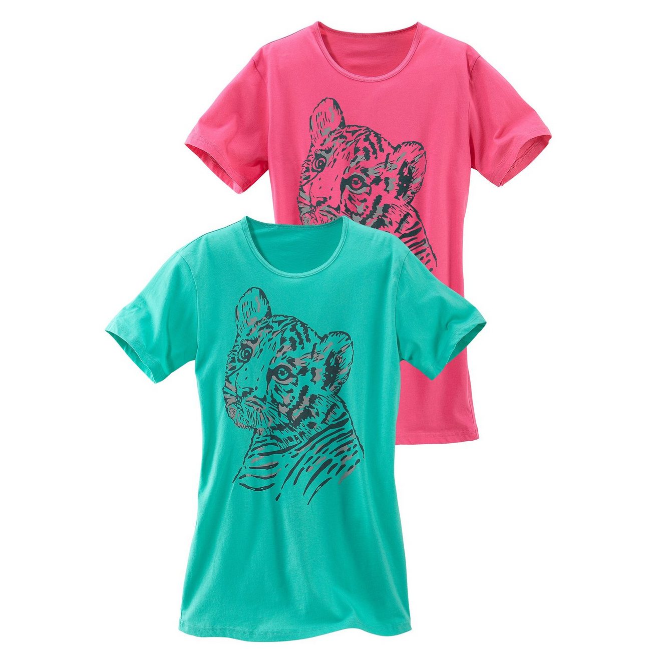 Vivance Nachthemd comfortabel, met coole roofdierprint (Set van 2)