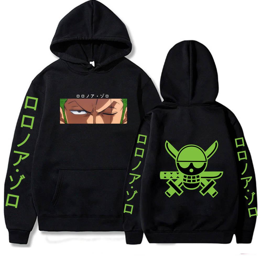 Tooyoo Heren Hoodie Anime One Piece Hoodie Lente en Herfst Sport Casual Roronoa Zoro Hoodie Mode Pullover Fleece Jogging Sweatshirt XS