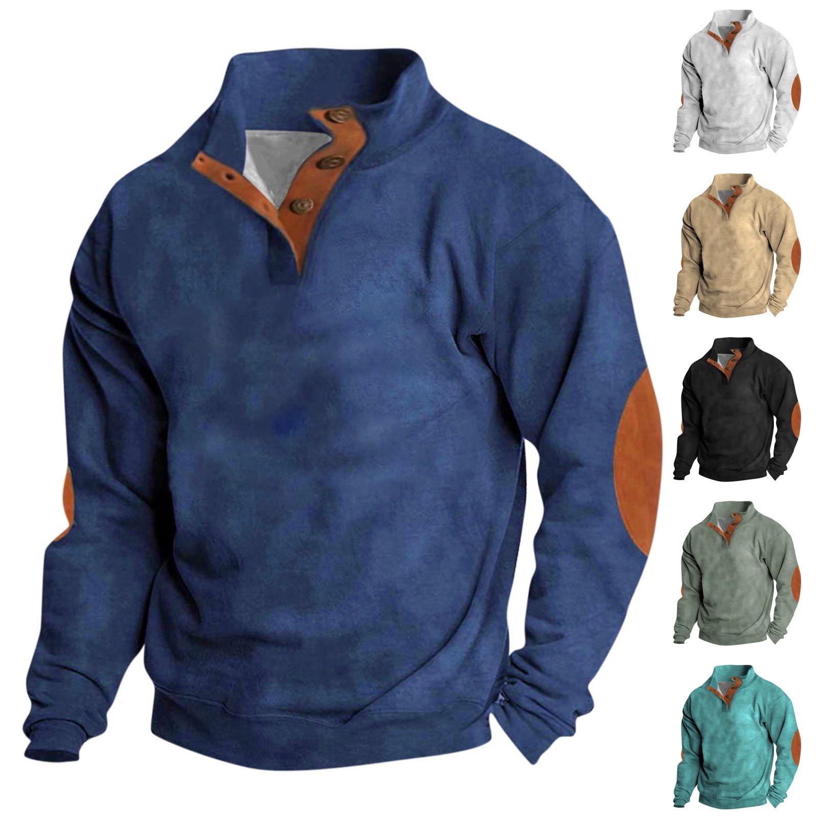 Wahaha123 Lente en heren staande kraag sweatshirt is outdoor casual truien tops XXXL сyaan