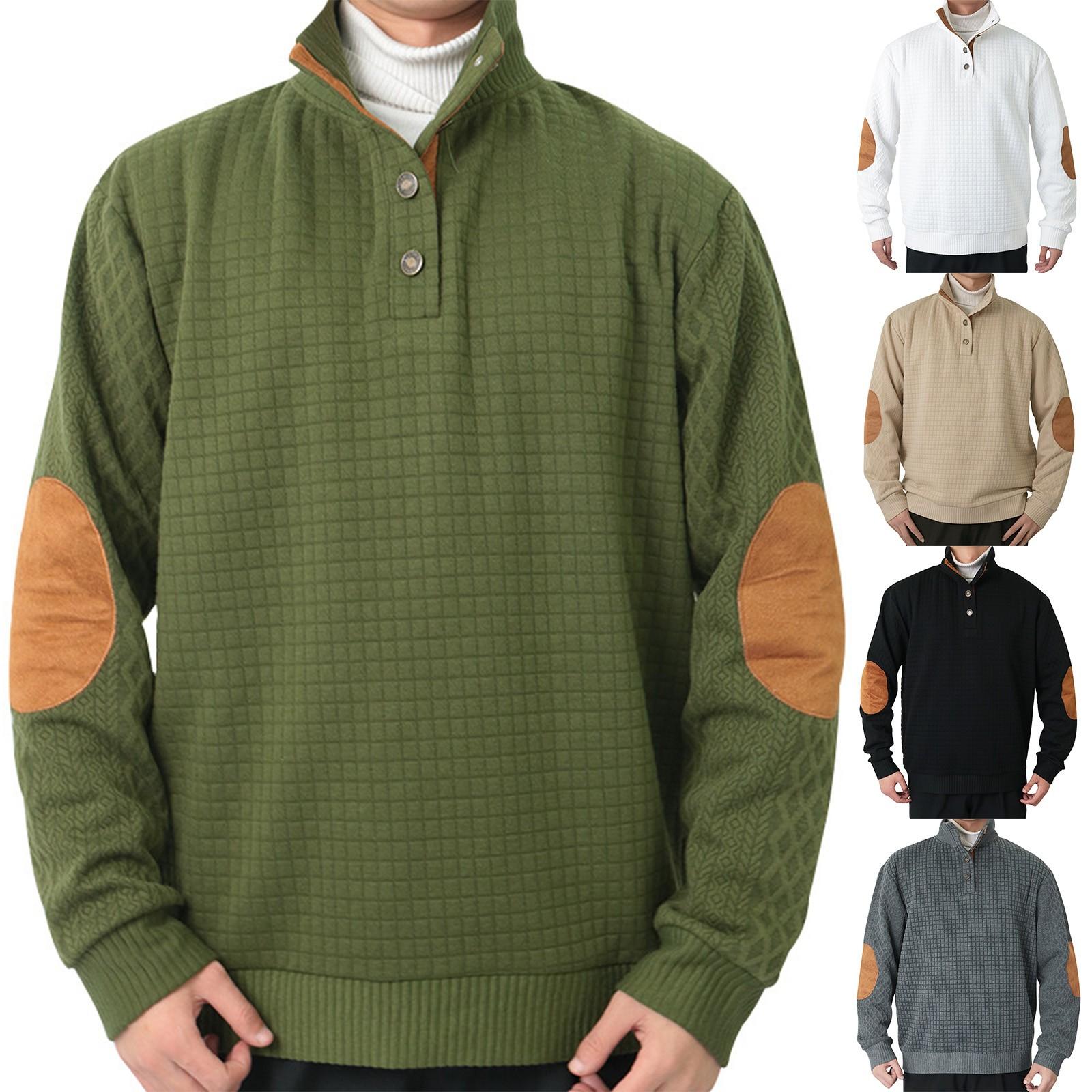 Linglong Heren Casual Mode Hoodless Sweatshirt Brede Heren Losse Knoop Stand Kraag Capuchon Sweatshirt XL grijze kleur