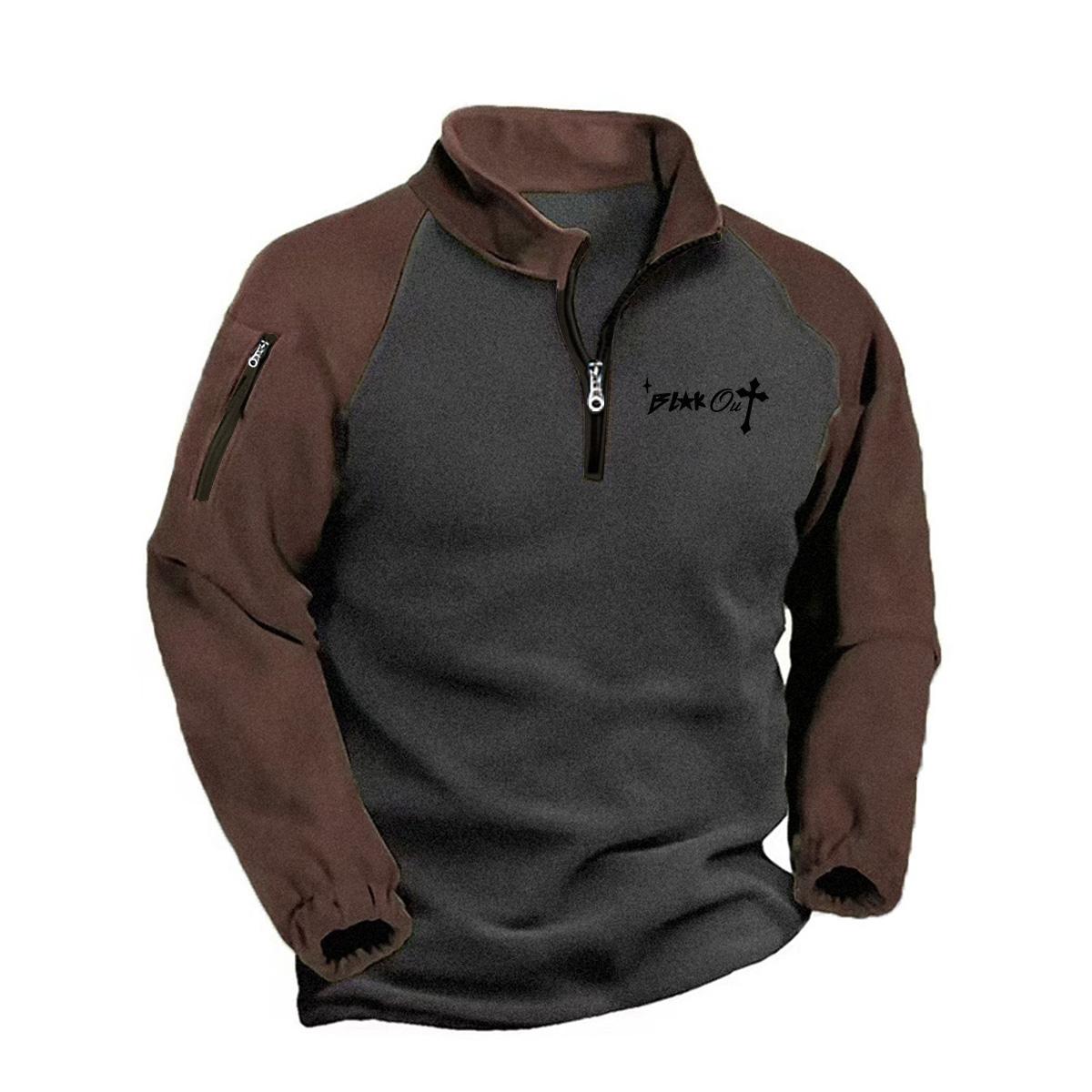 FEGKZLI Fashion Heren Fleece Warm V-hals Rits Jassen Buitensport Jassen Pullover Heren Casual Buitenkleding S legergroene kleur
