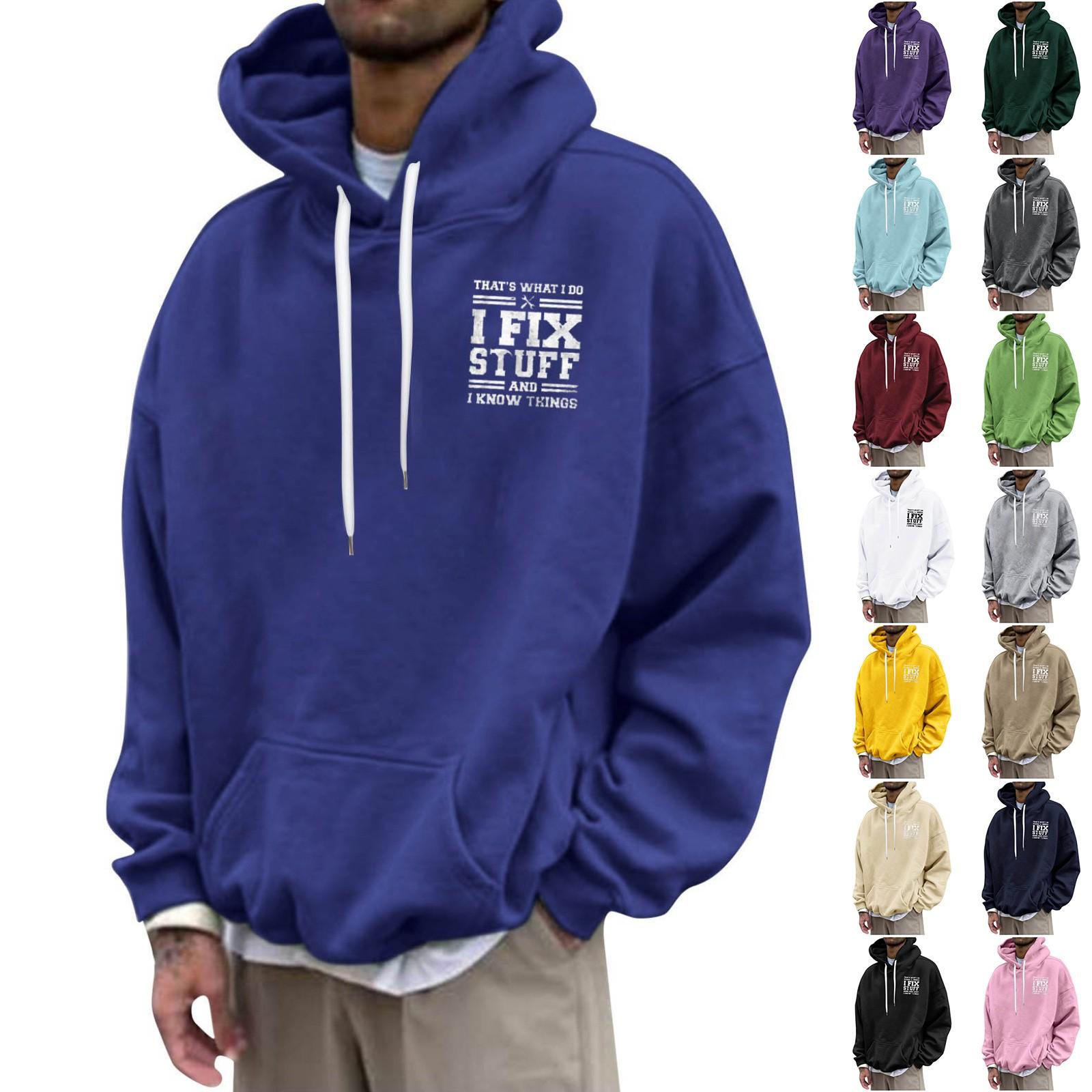 ElongPaoXiao Los bedrukt sweatshirt met capuchon voor heren Casual mode-sportsweatshirt voor heren XL kaki