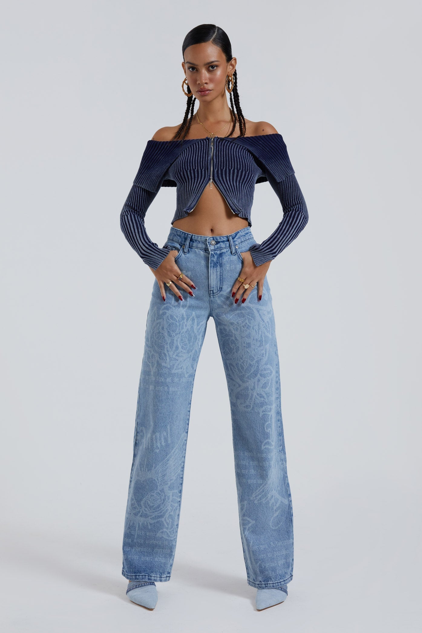 Jaded London Typo Slouchy Fit Boyfriend Jeans