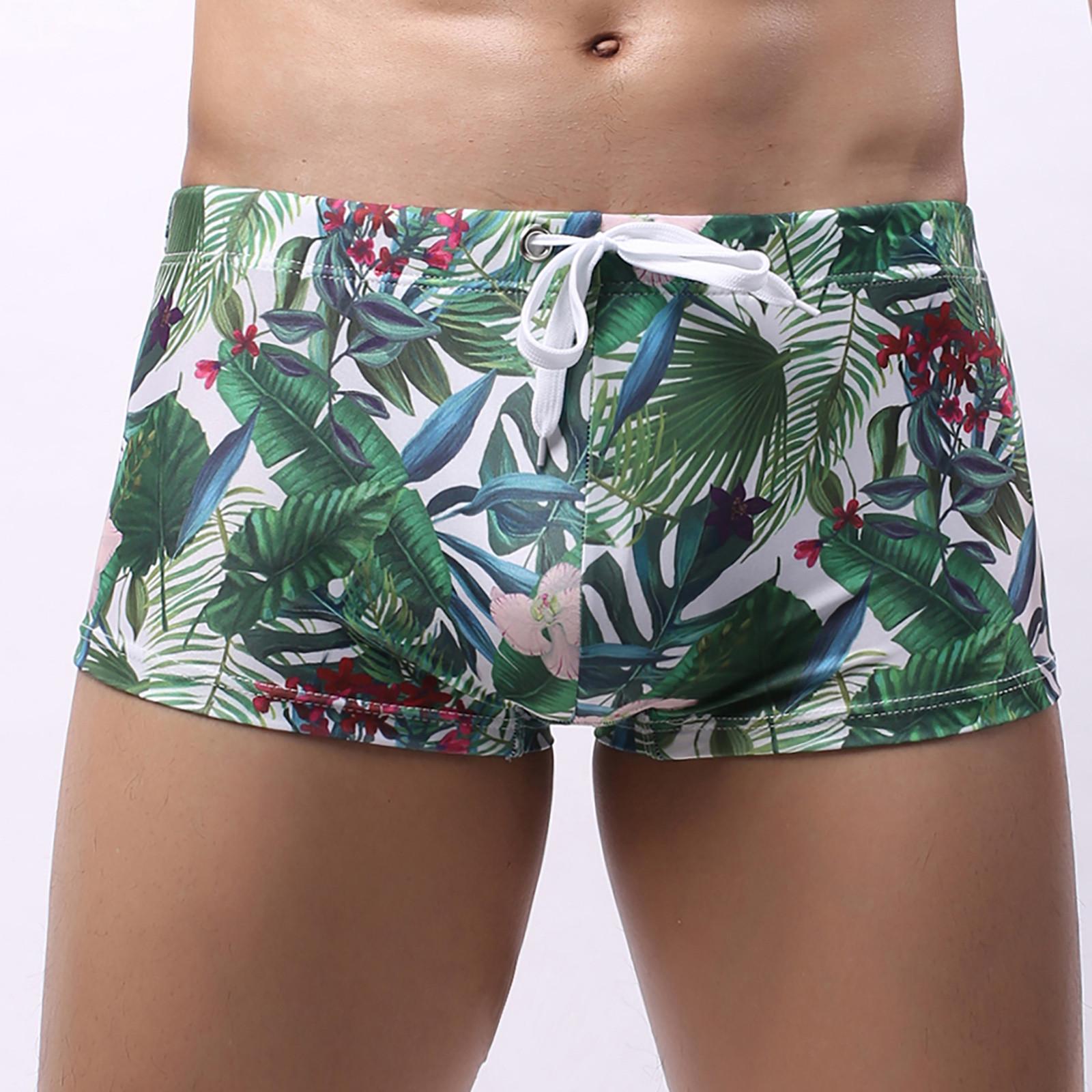 Zomer Herenondergoed Badpak Gedrukt Medium Taille Zijde Heren Boksbadpak Shorts Heren S