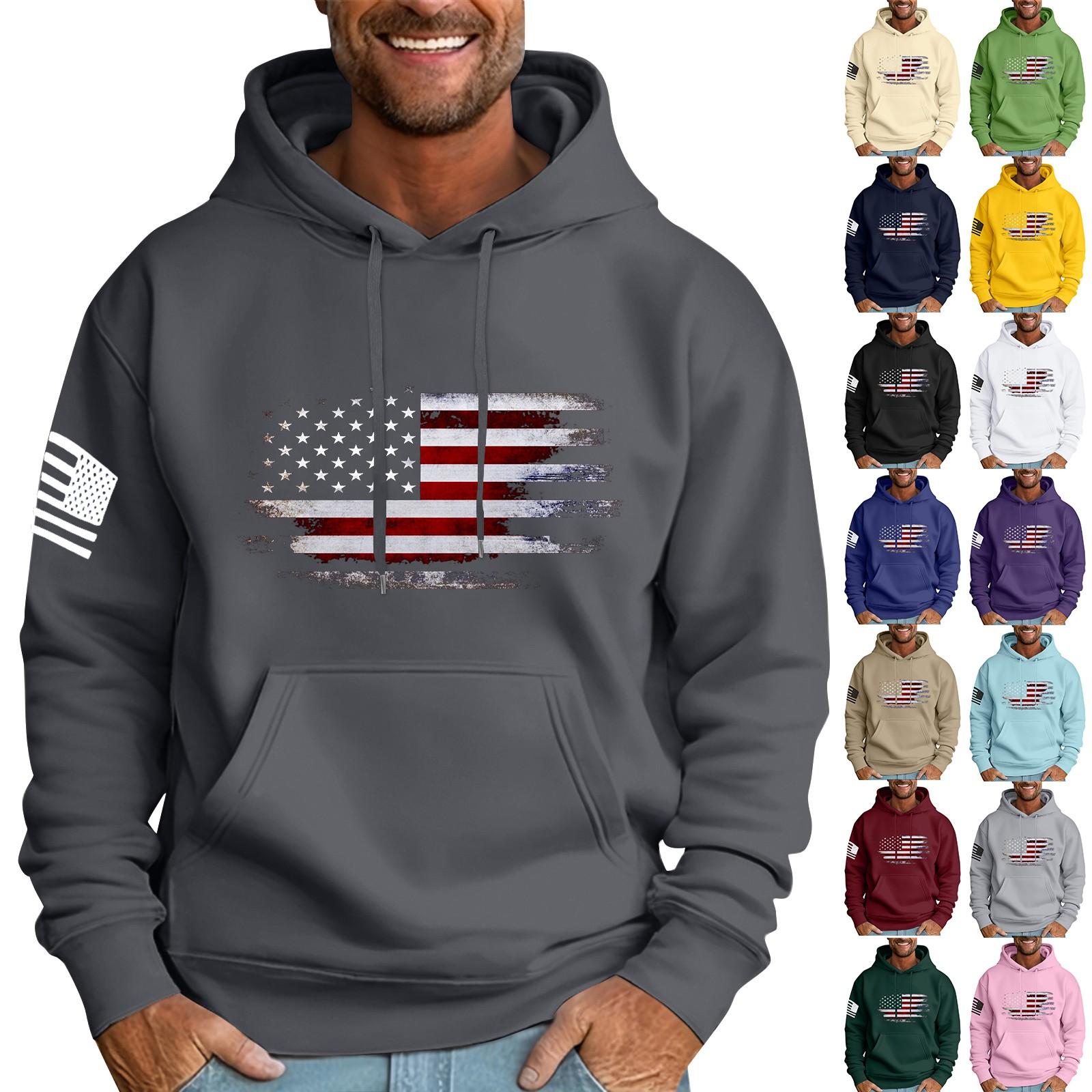 Choose one Heren Losse Vlag Bedrukte Capuchon Sweatshirt Heren Casual Mode Sport Sweatshirt XXL zwart