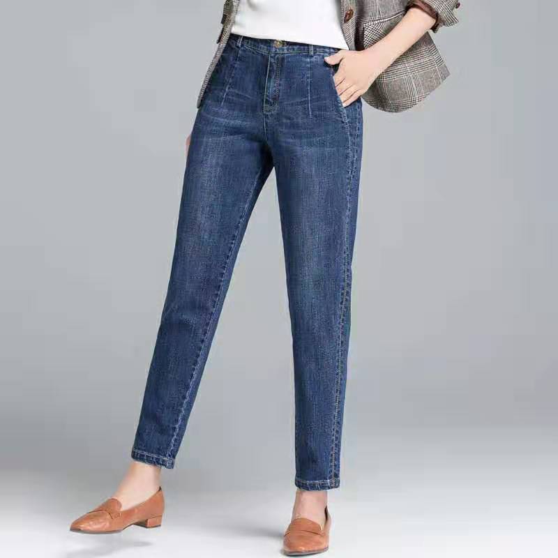 MA3CN Vrouw jeans broek lente herfst jeans dames hoge taille elastische skinny denim lange potloodbroek plus maat 26