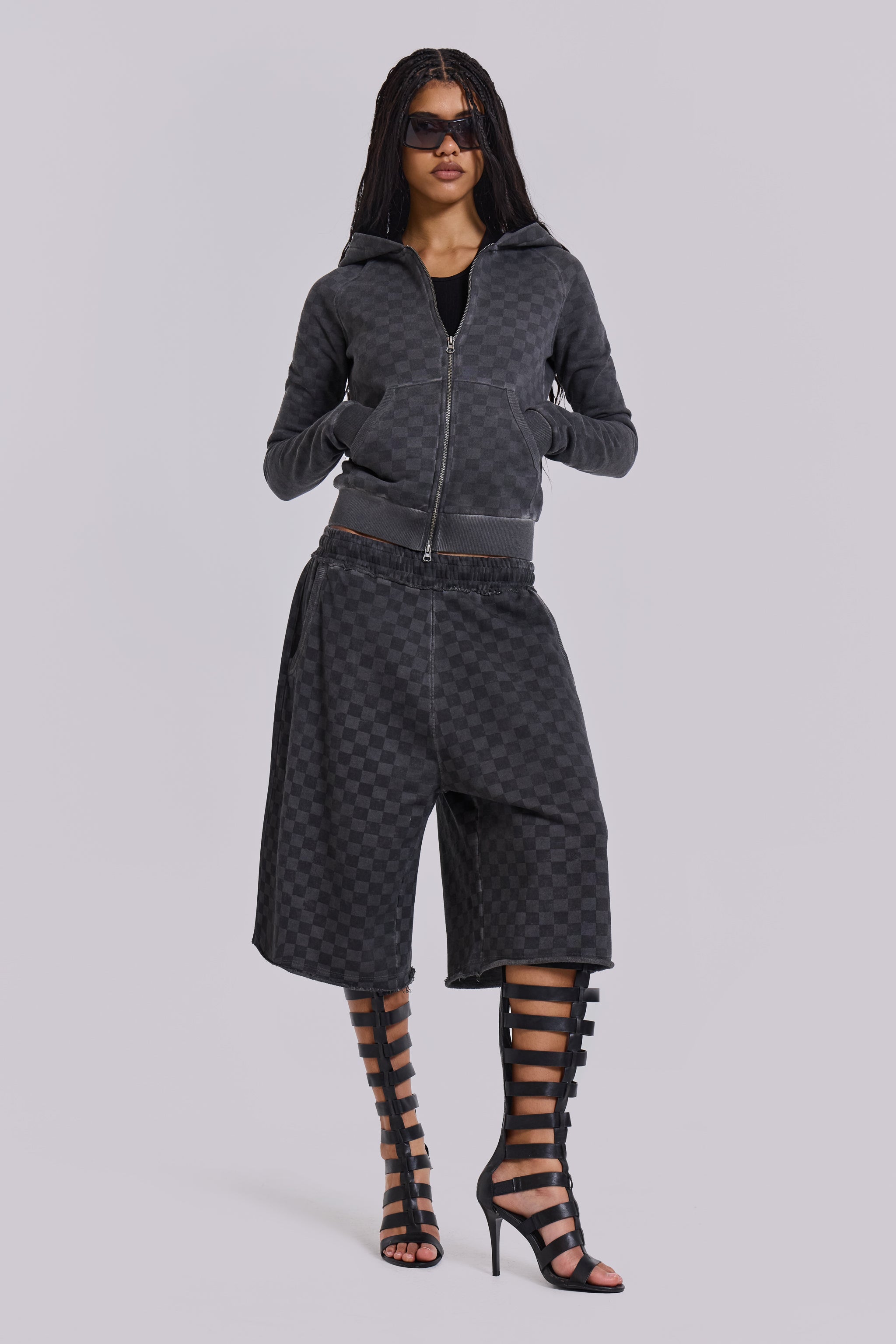 Jaded London Checkerboard Monster Jogger Baggy Shorts