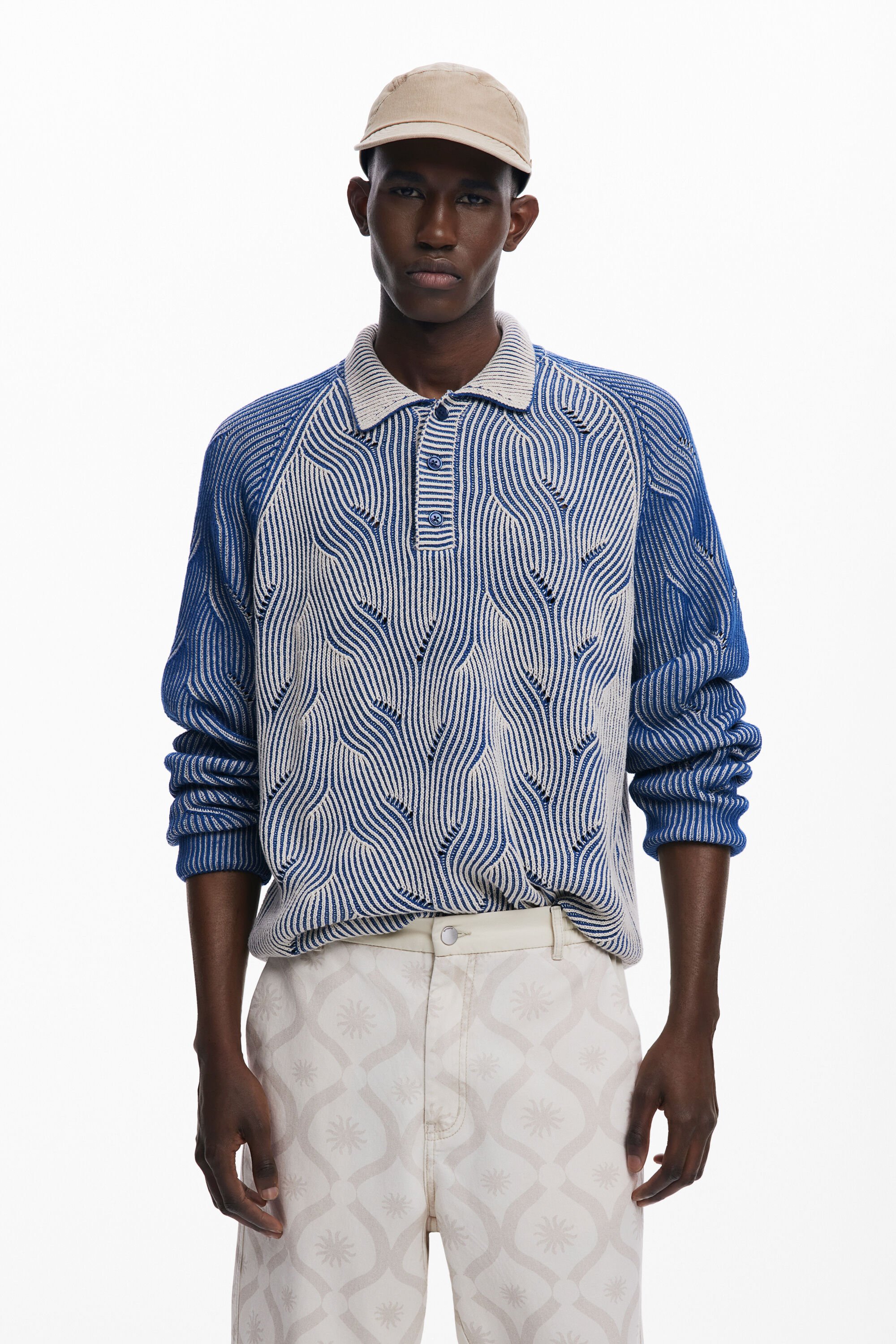 Desigual Gemêleerde polotrui - BLUE