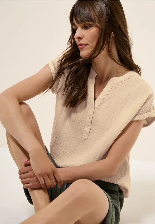 Cecil Mousseline blouse met korte mouwen