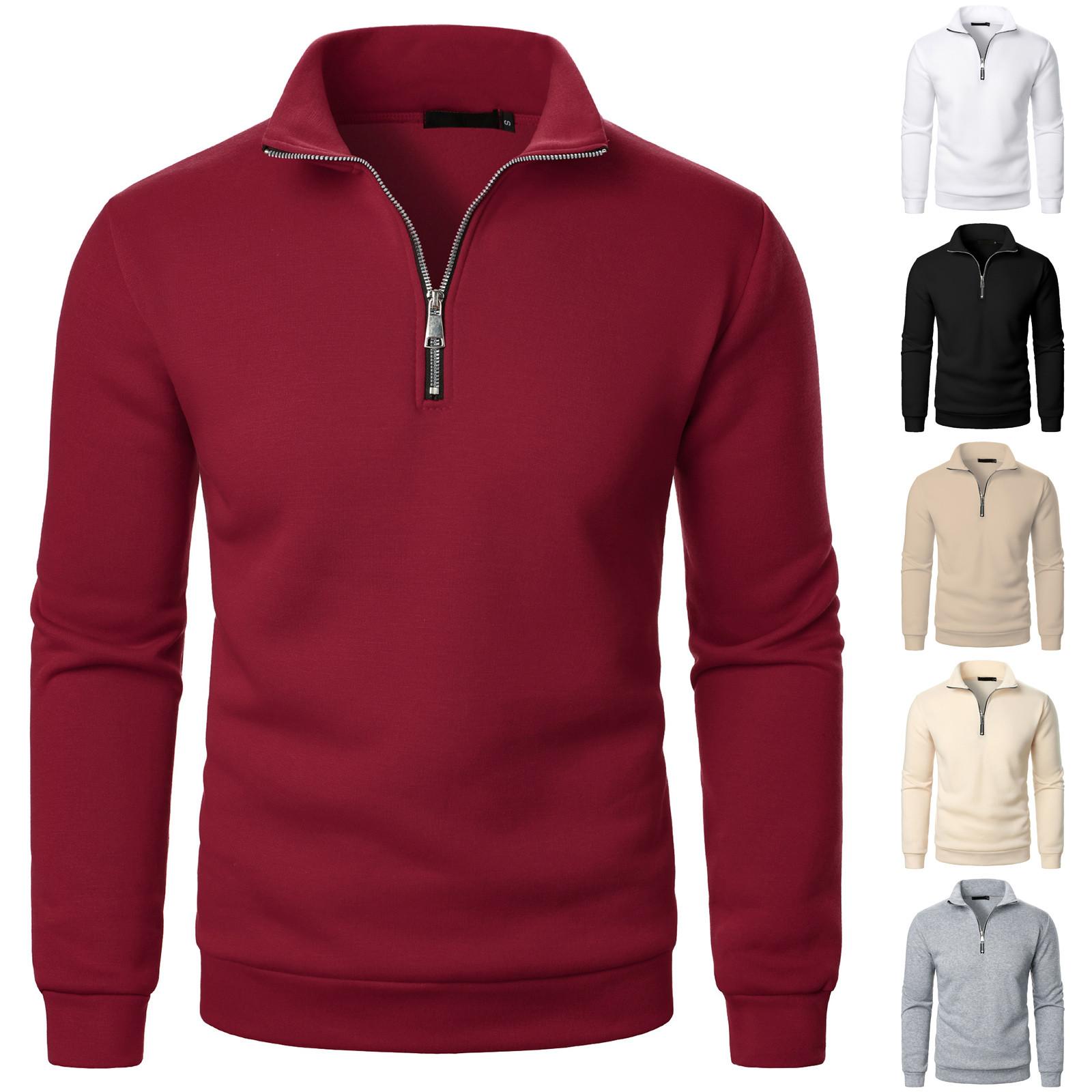 Niubiplus Heren overhemd met lange mouwen en ritskraag, modieuze en casual reverstop L beige