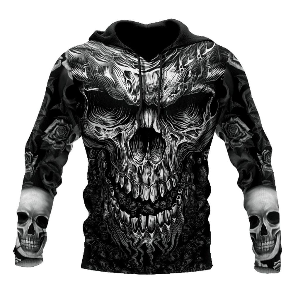 Tooyoo Lente Herfst Herenmode Casual Hoodie 3D Schedel Print Heren Horror Truien Sweatshirts Streetwear Trainingspak Oversized Tops XS