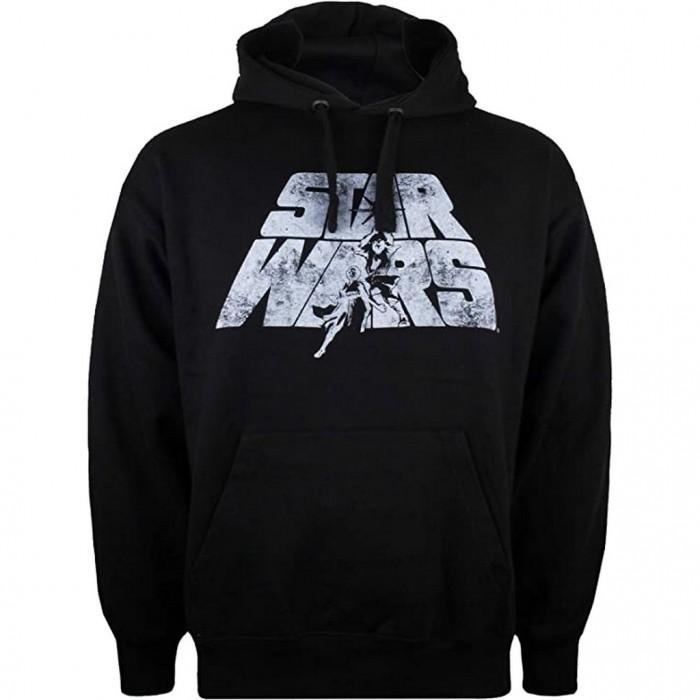 Star Wars heren retro-logo hoodie L zwart