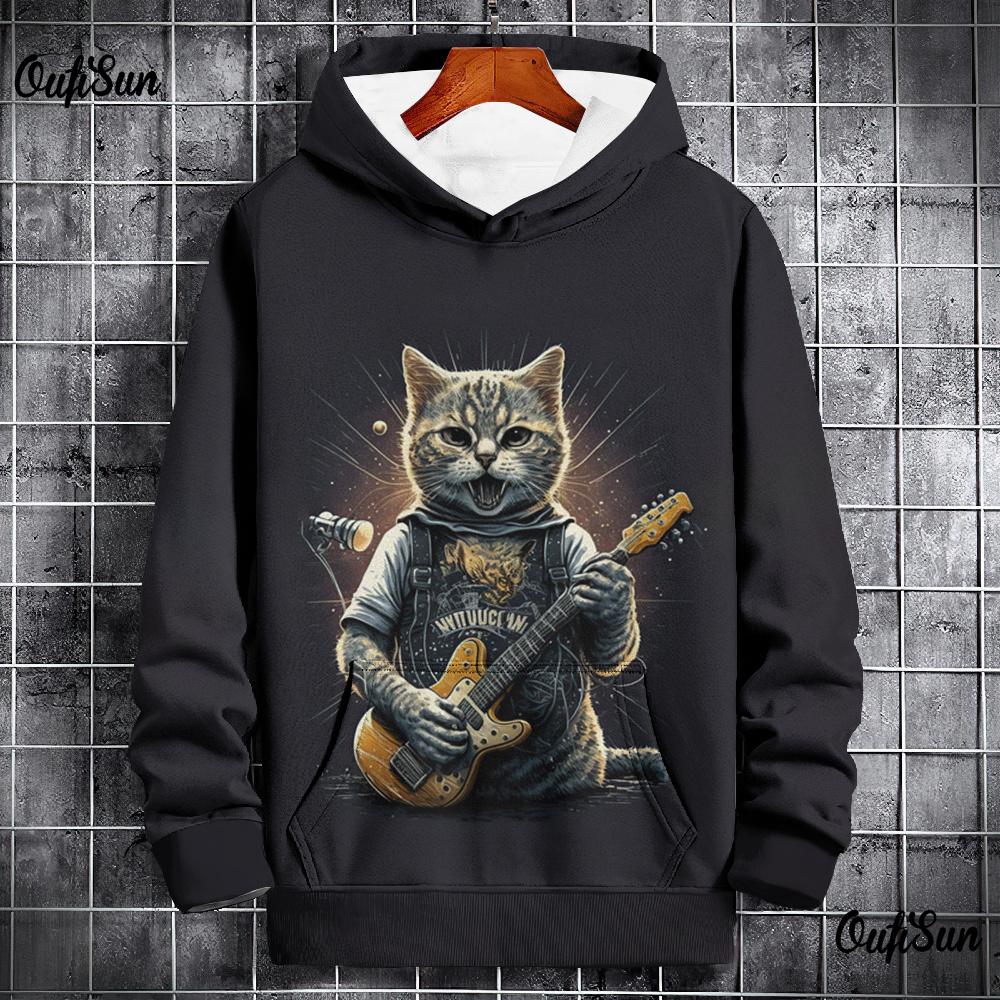 HIMO Group Dierenhoodies voor heren 3D-kattenprint Hoge kwaliteit herenkleding Losse oversized sportkleding Straat Harajuku Pullover Herfsttops S