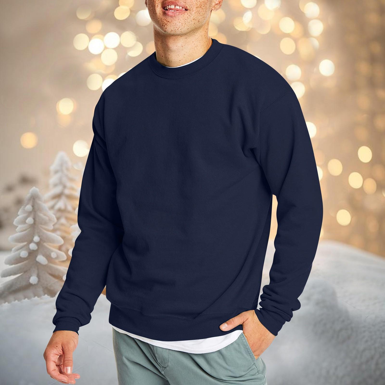 HIMO Group Heren Casual Mode Comfortabele Effen Kleur Ronde Hals Pullover Sweatshirt Sweatshirt S donkergroene kleur