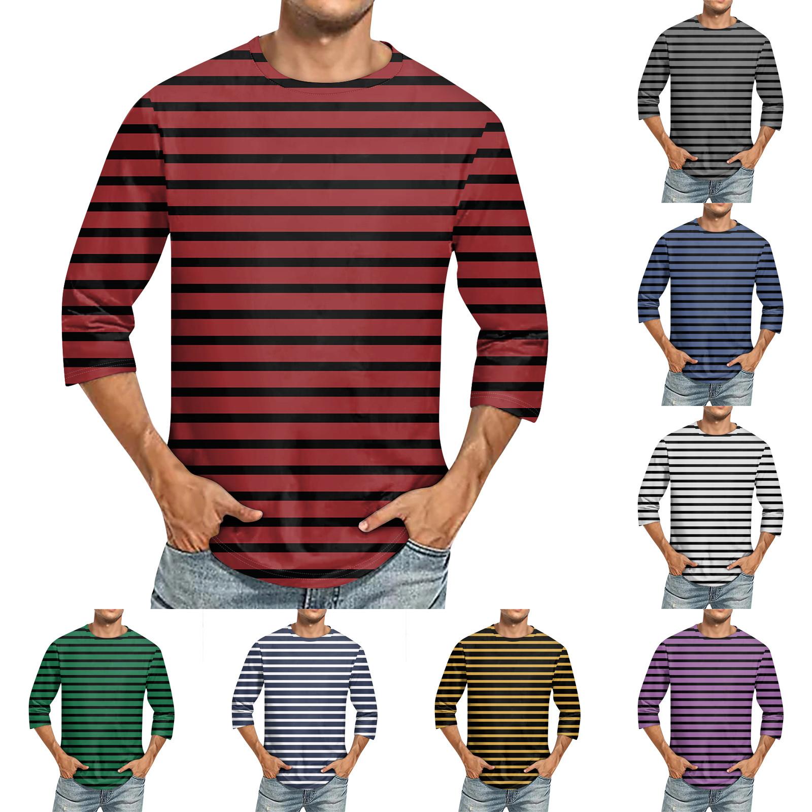 Jiangnan C Heren Ronde Hals Driekwart Mouw Top Casual Mode T-shirt XL