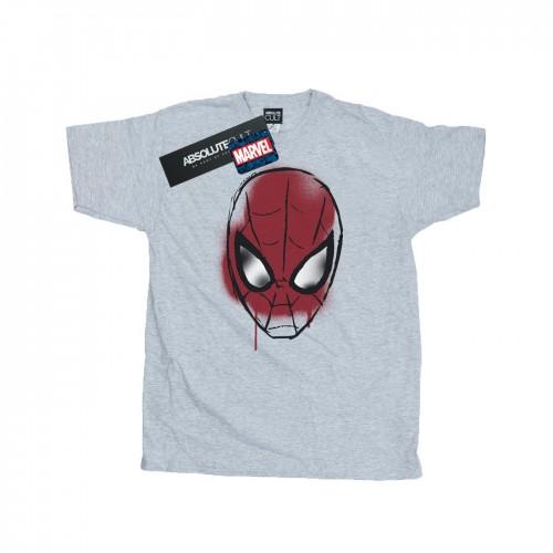 Marvel Boys Spider-Man gezicht schets T-shirt 12-13 zwart