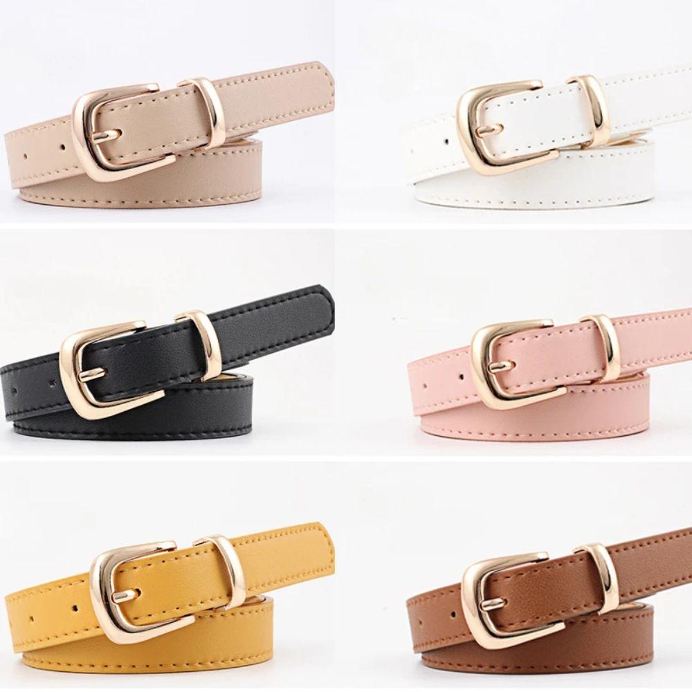 Tngeshu Dames metalen gesp riem veelzijdige taille riem eenvoudige PU leren riem silver buckle camel belt