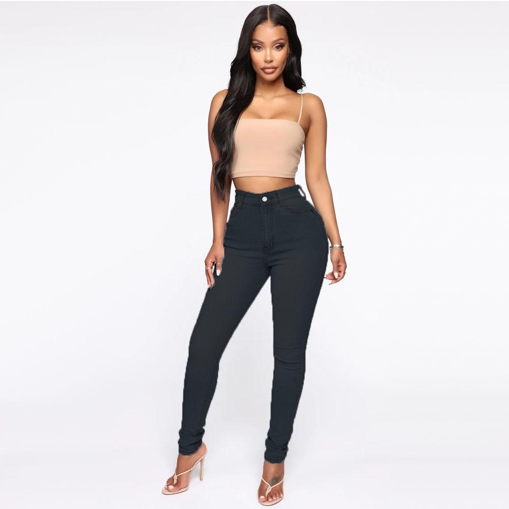 Hannah Martin Esthetische Y2k Fashion Streetwear Damesjeans Ins Hoge taille Heup-magere broek Perzik heup Europese en Amerikaanse broek L lichtblauwe kleur