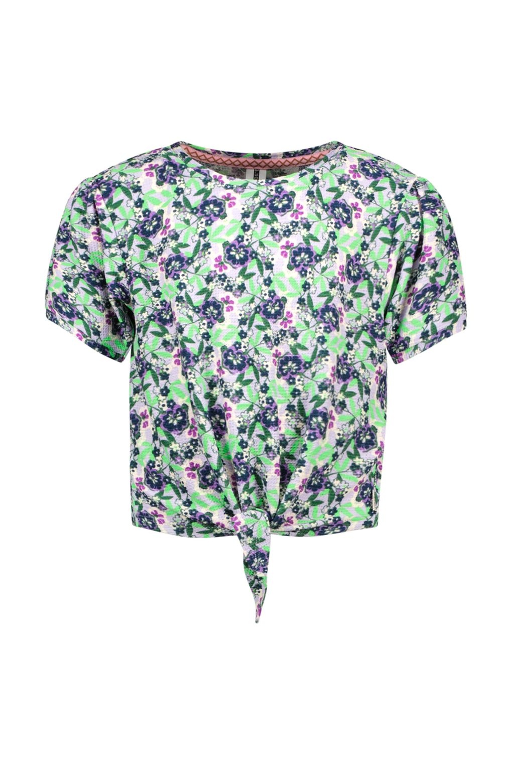 B.Nosy Meisjes t-shirt met knoop - Veerle - Vivid AOP