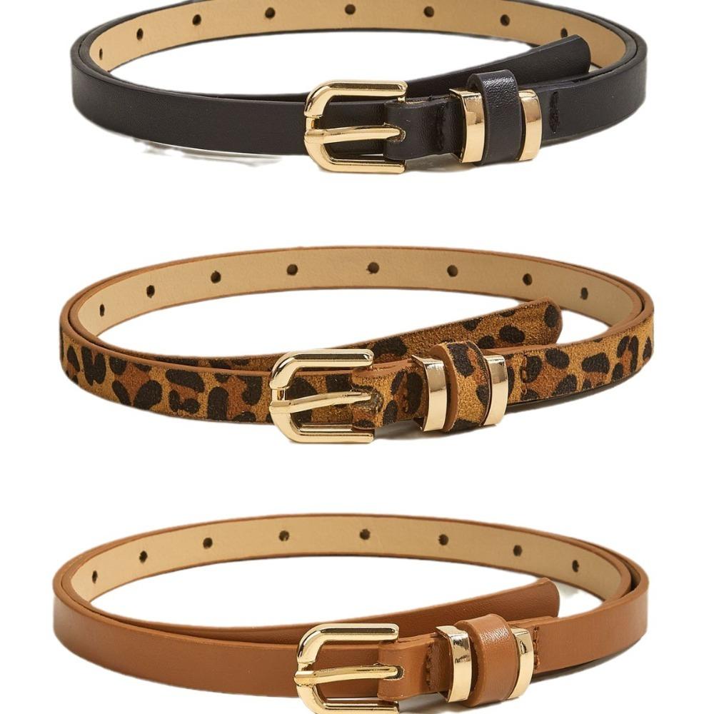 Zkmbhihj382 1.3 cm Wide Women's Belt Needle Buckle Leopard Waistband Fashionable Thin Belt  Gift black-1pc