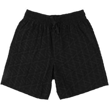 Emporio Armani Korte Broek  Beach Woven All Over Eagle Bermuda Shorts Black