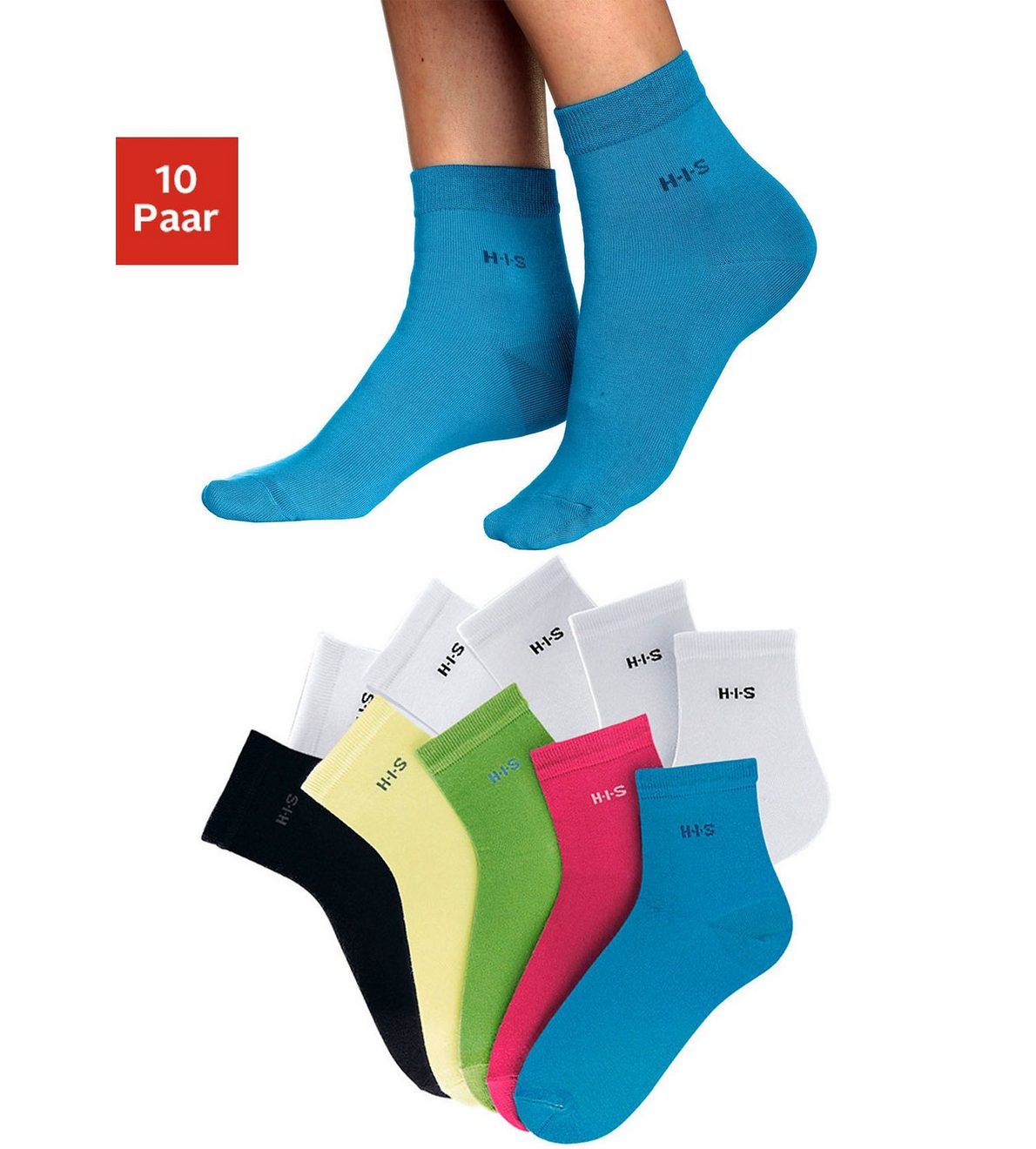 H.I.S Korte sokken lichte, ventilerende kwaliteit (set, 10 paar)