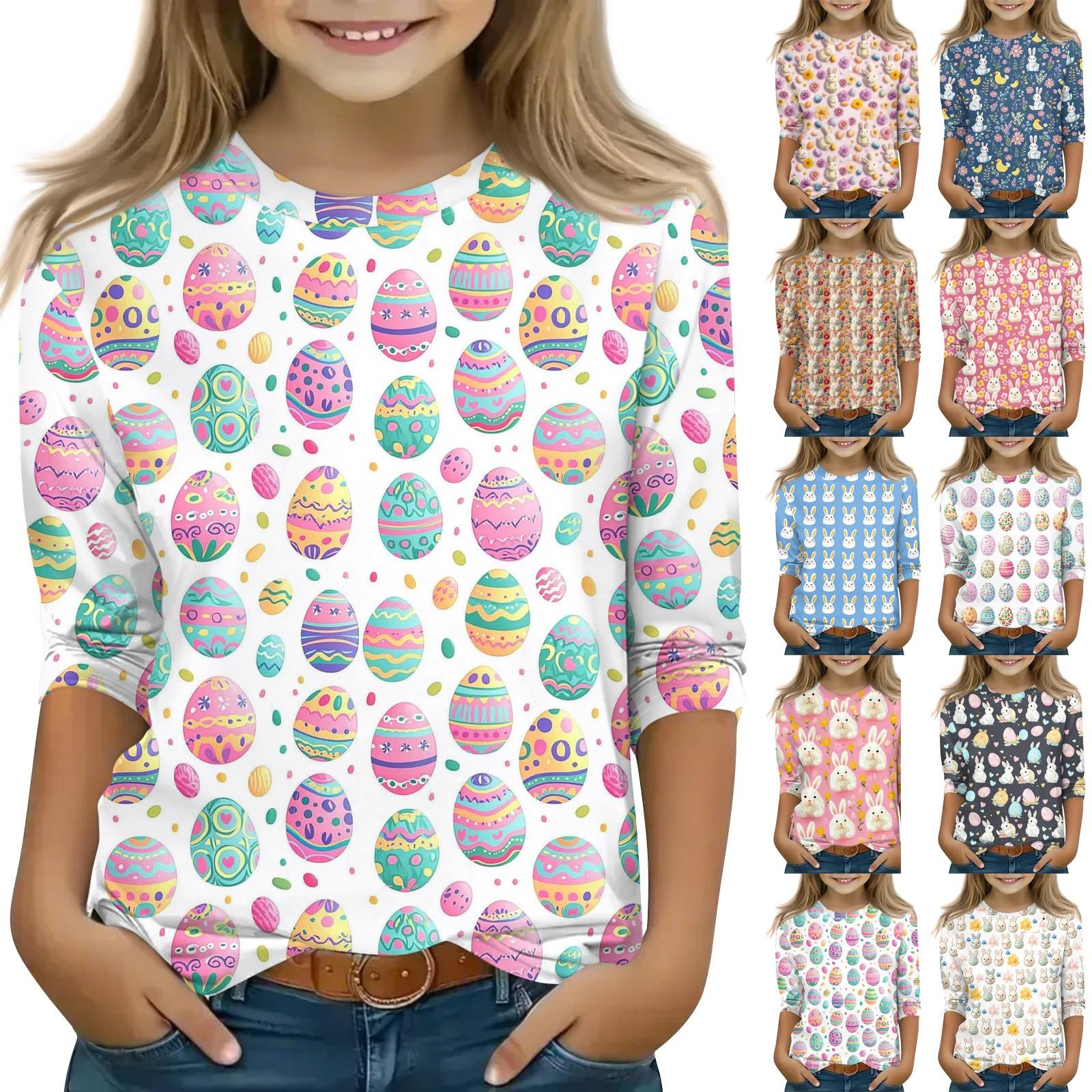 Challenge Print tops voor jeugdige meisjes van 5-16 jaar ronde hals 3/4 mouwen T-shirts trendy tops outfit T-shirts 150