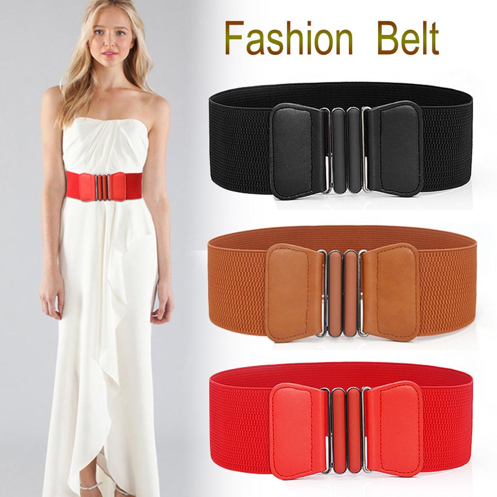 YiGeiWoLiGiaoGiao Damesmode wilde brede tailleband elastische stretch jurk taille riem gesp band 68x7.5cm