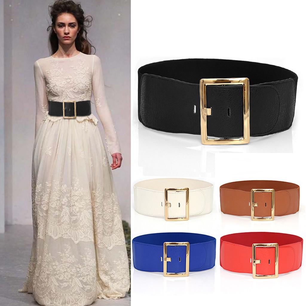 Hong Hollyland Mode Dames Dames Tailleriem Lichaamsriem Brede elastische riem Jurkaccessoires 75X1X7.5 bruin