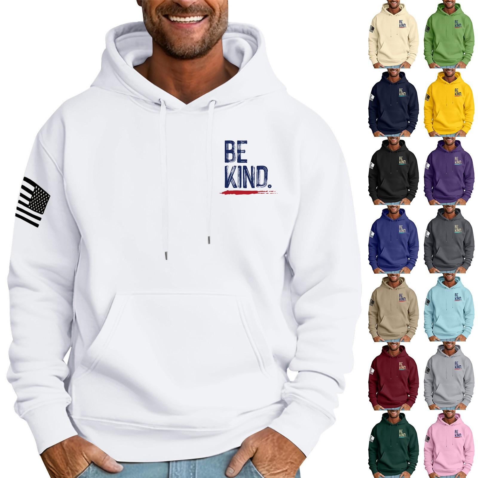 Jiangnan C Heren Losse Vlag Bedrukte Capuchon Sweatshirt Heren Casual Mode Sport Sweatshirt XXL