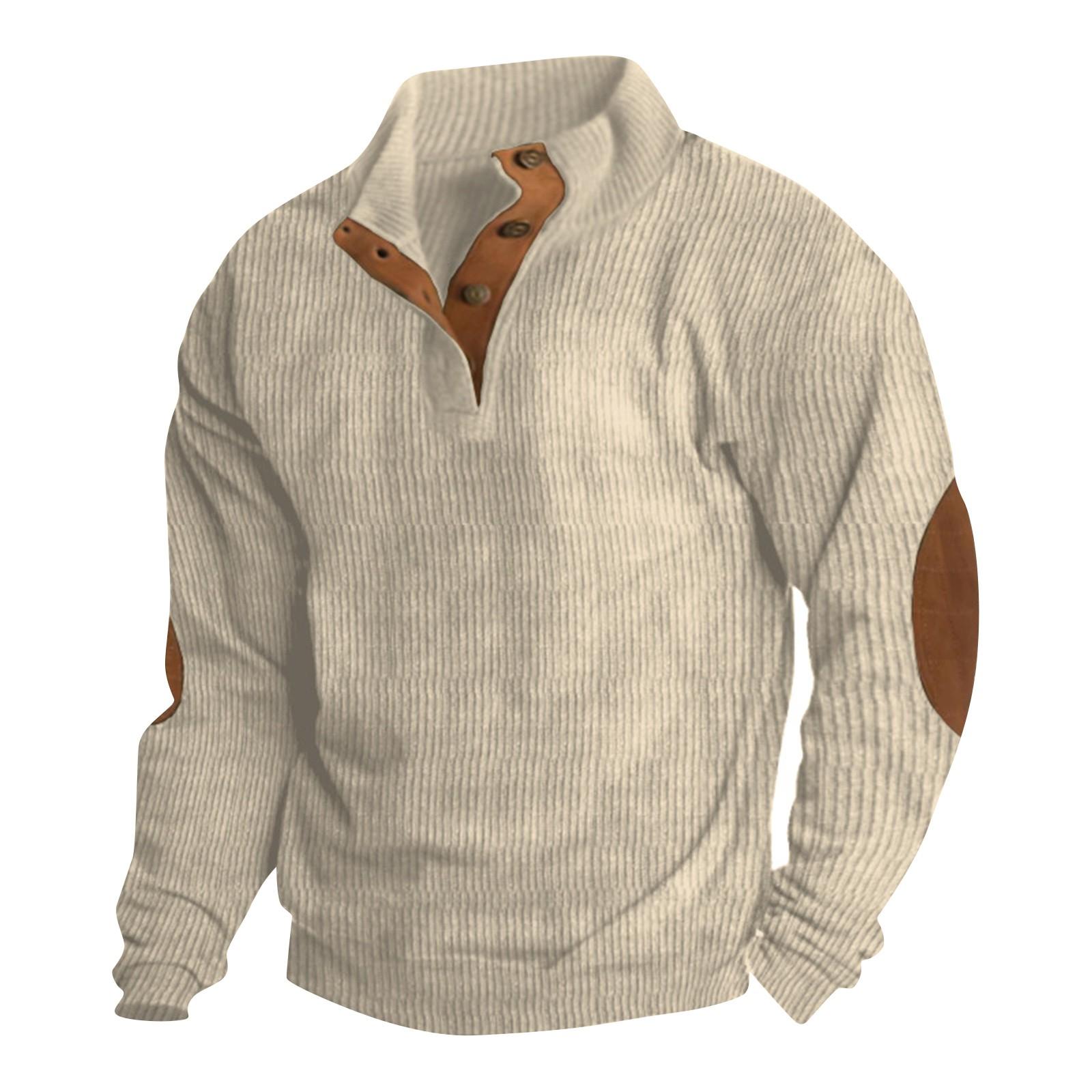 NB Fashion (TC)Lente en herfst Europese maat heren outdoor casual opstaande kraag met lange mouwen trui XL kaki
