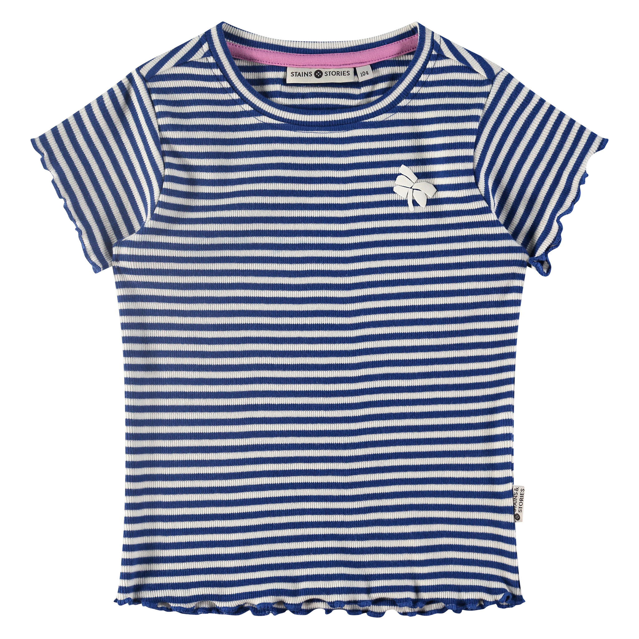 Stains & Stories-collectie T-shirt stripes (cobalt)