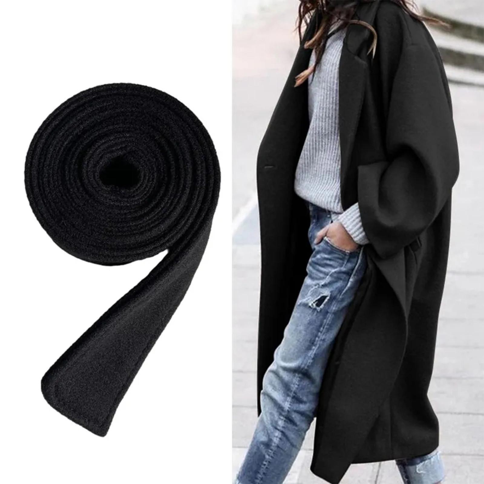Jiangnan C Wollen jasriem, winterjasriemaccessoires, decoratieve riem, dubbelzijdige geborstelde riem One Size zwart