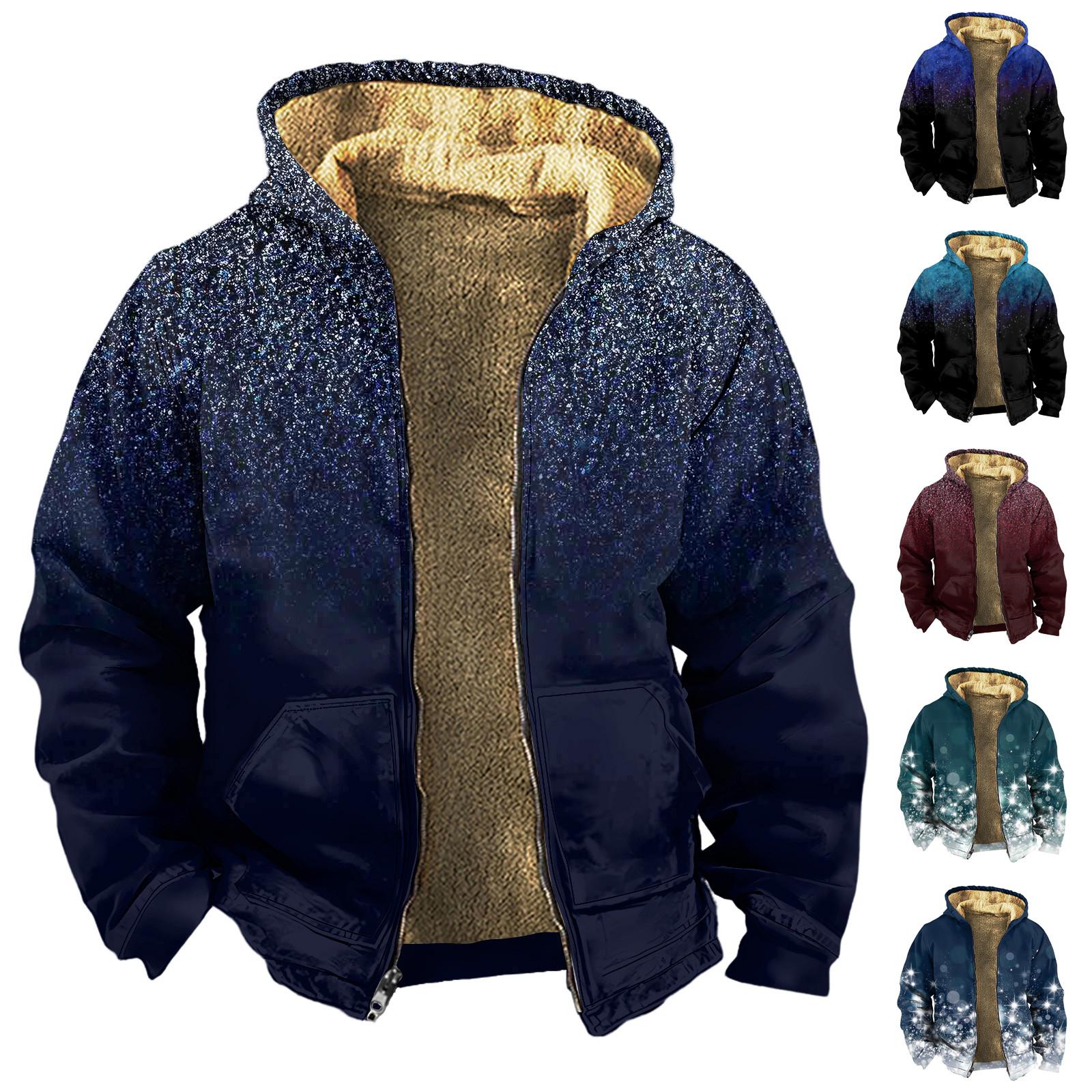 Baby cheetah Heren Winter Rits Capuchon Fleece Sweatshirt Met Opgestikte Zak Casual Jack L blauw