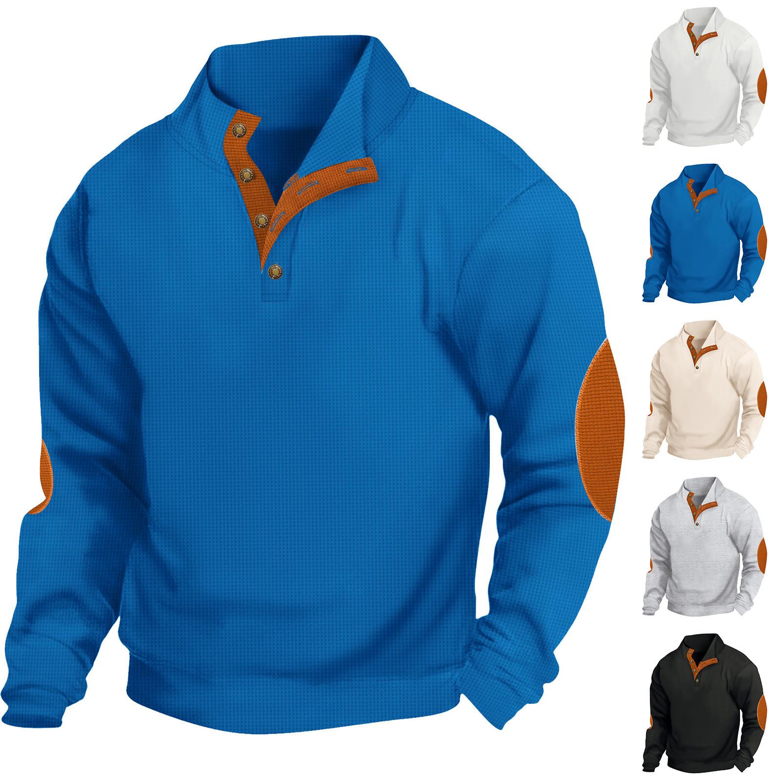 Mianduijifengba Heren Sweatshirt Losse Effen Kleur Outdoor Warm Ademend T-shirt Top L zwart