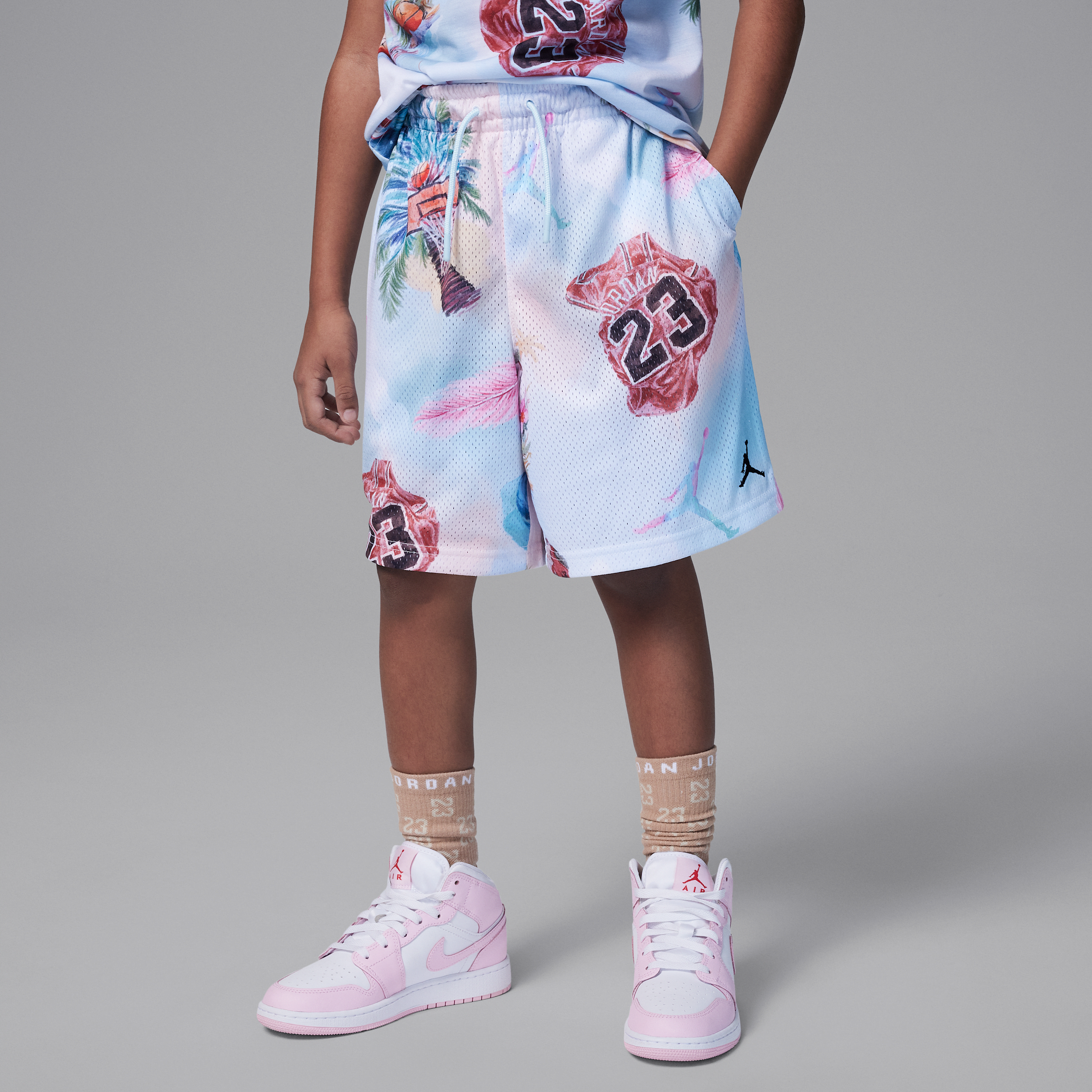 Jordan Dri-FIT Essentials Summer Pack mesh shorts met print voor kids - Wit