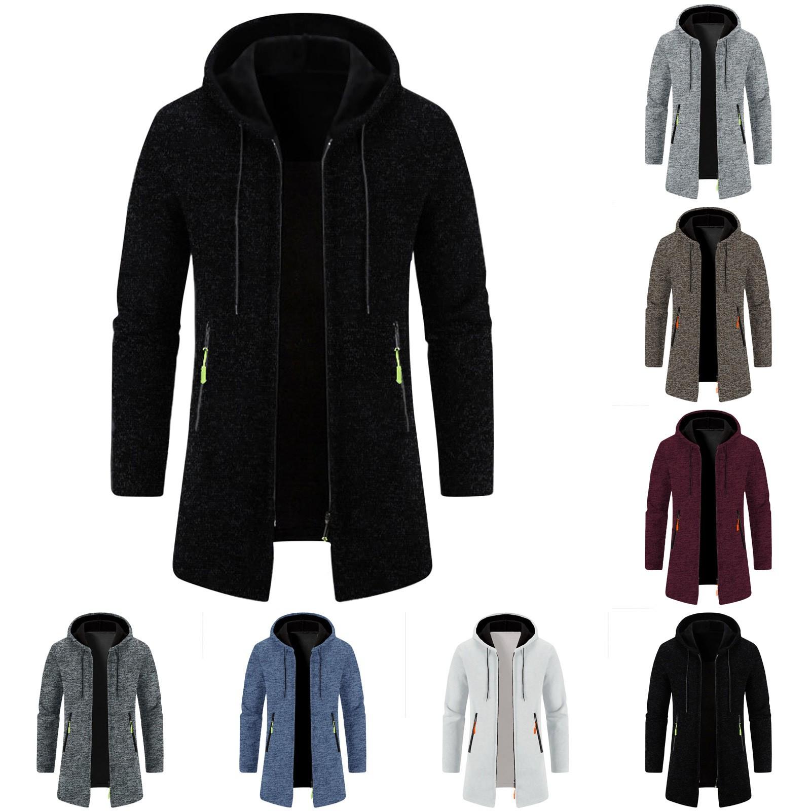 Jiangnan C Heren Lente Capuchon Medium Lange Dunne Fluwelen Losse Grote Maat Trui Jas Cardigan Top Jas L wit