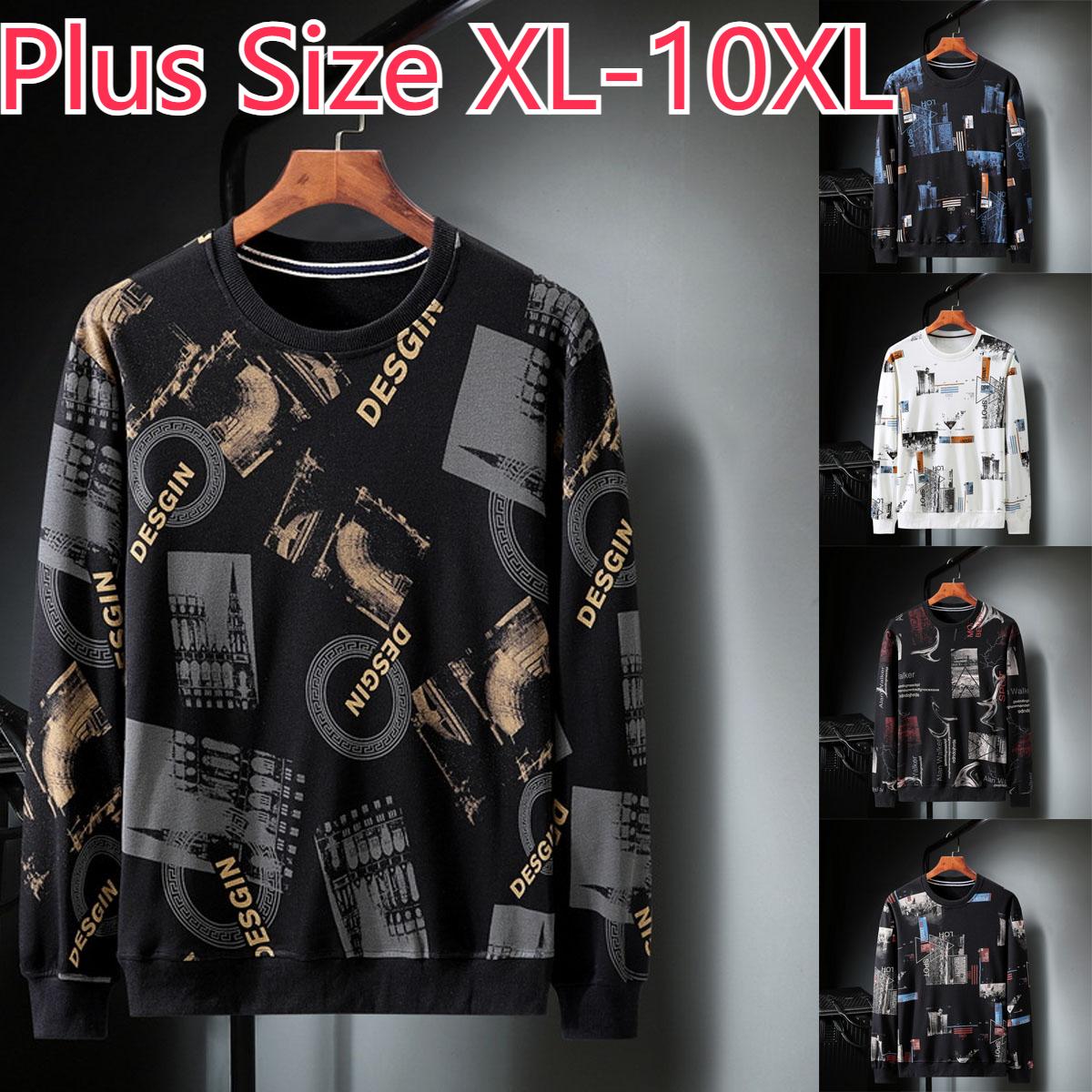 Biteman Heren Winter Casual Fluwelen Verdikte Veelzijdige Ronde Hals Dikke Heren Plus Size Sweatshirt XL-10XL 10XL wit