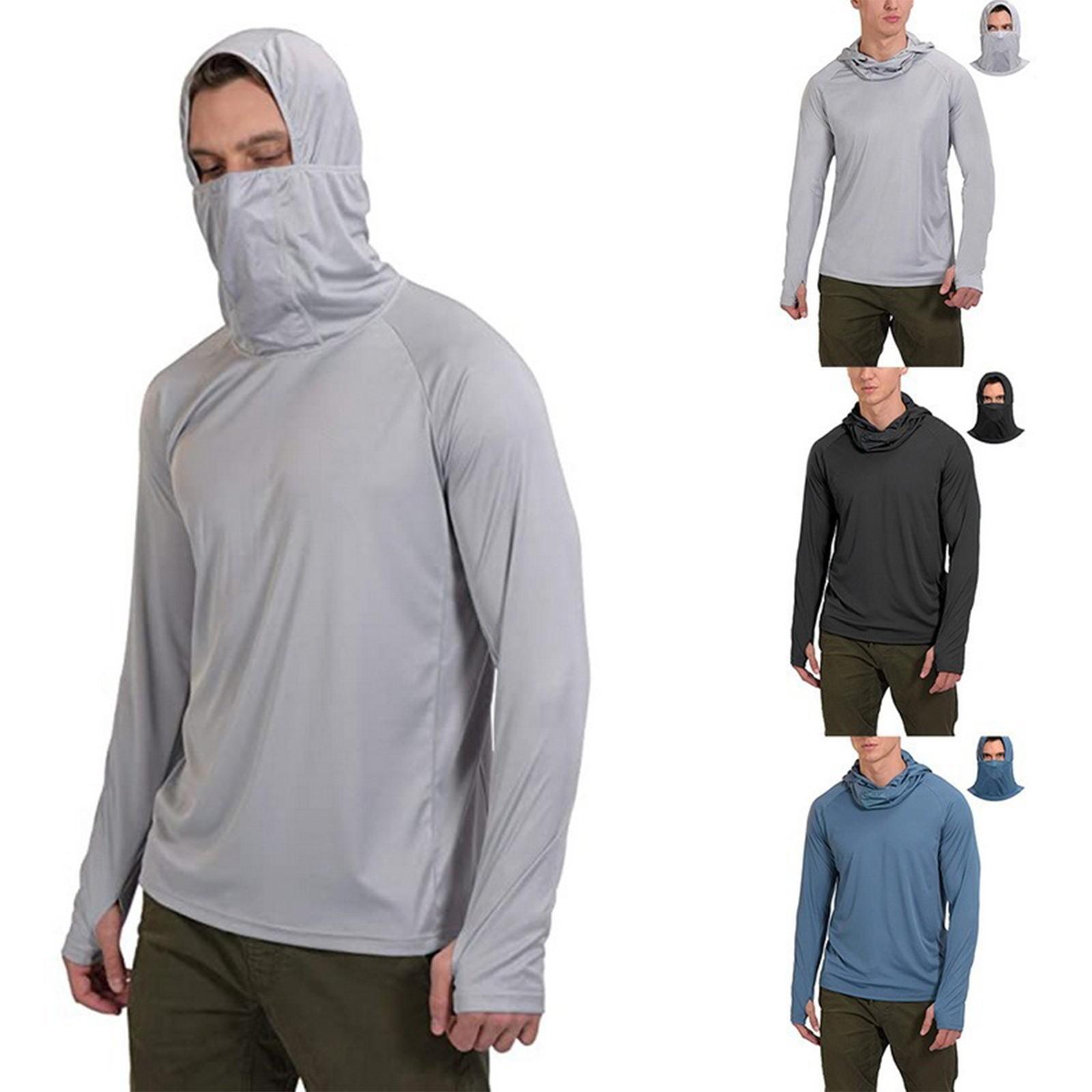 Sinking fish Herenkleding met capuchon en lange mouwen voor buiten, bescherming tegen de zon, vissen, strandshirt, surfkleding, upf50+ M grijze kleur