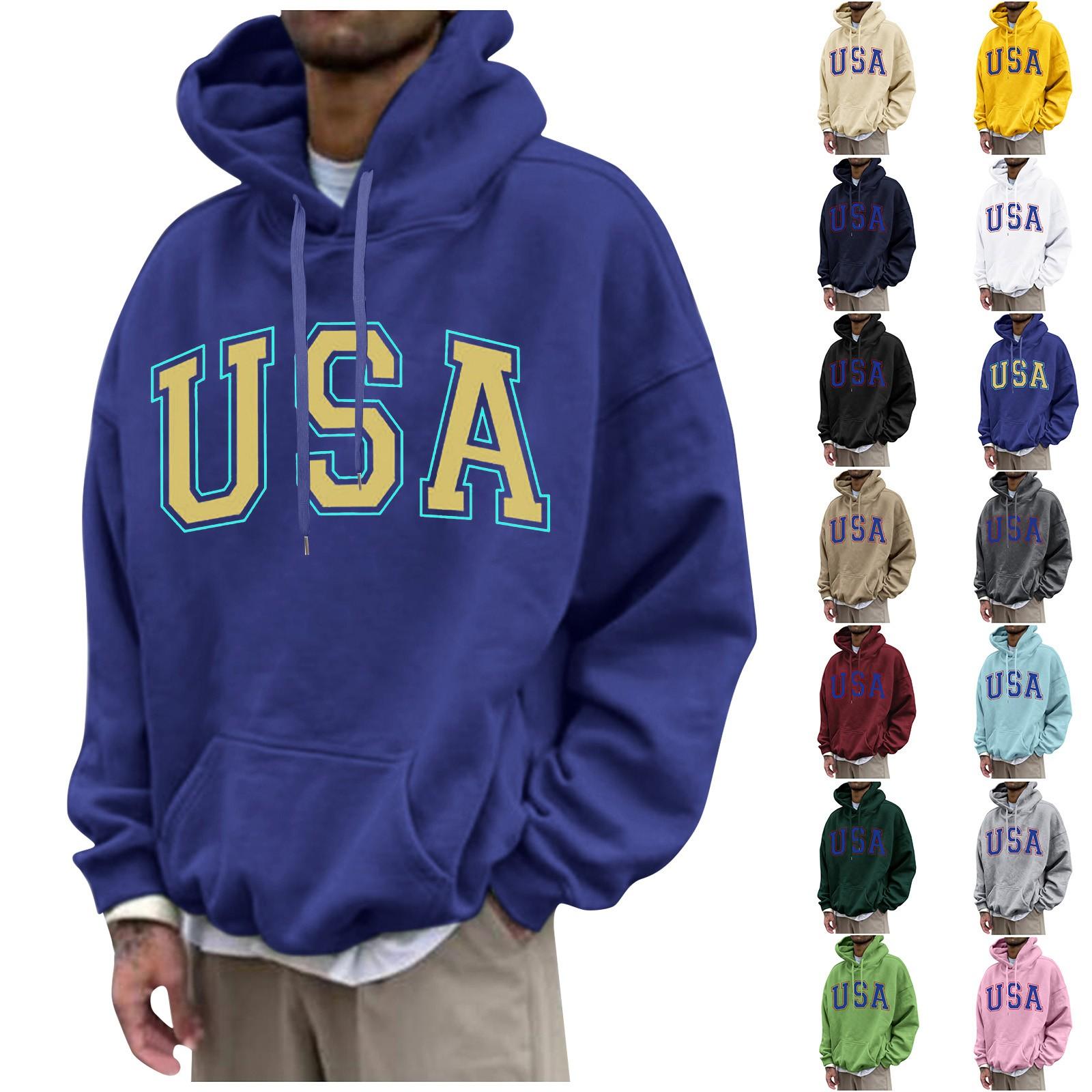 ElongPaoXiao Los bedrukt sweatshirt met capuchon voor heren Casual mode-sportsweatshirt voor heren XXL