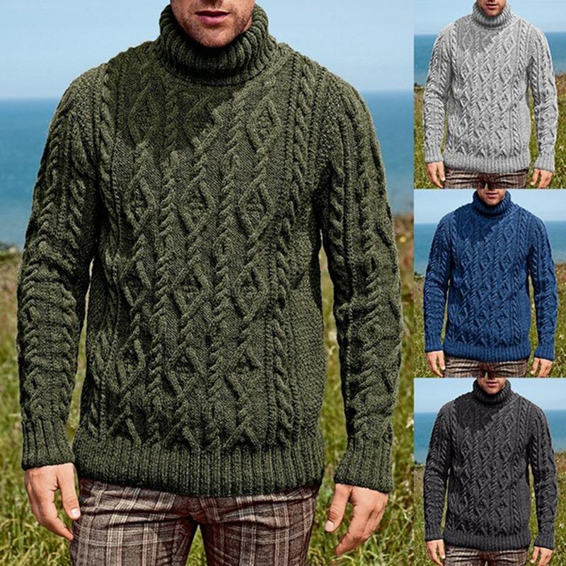 MIFENG Men's Spring and Autumn Plus Size Thin Warm Knitted Sweater Collar Slim Fit Solid Color Sweater Base Sweater Versatile Hoodie Short Sweater XL