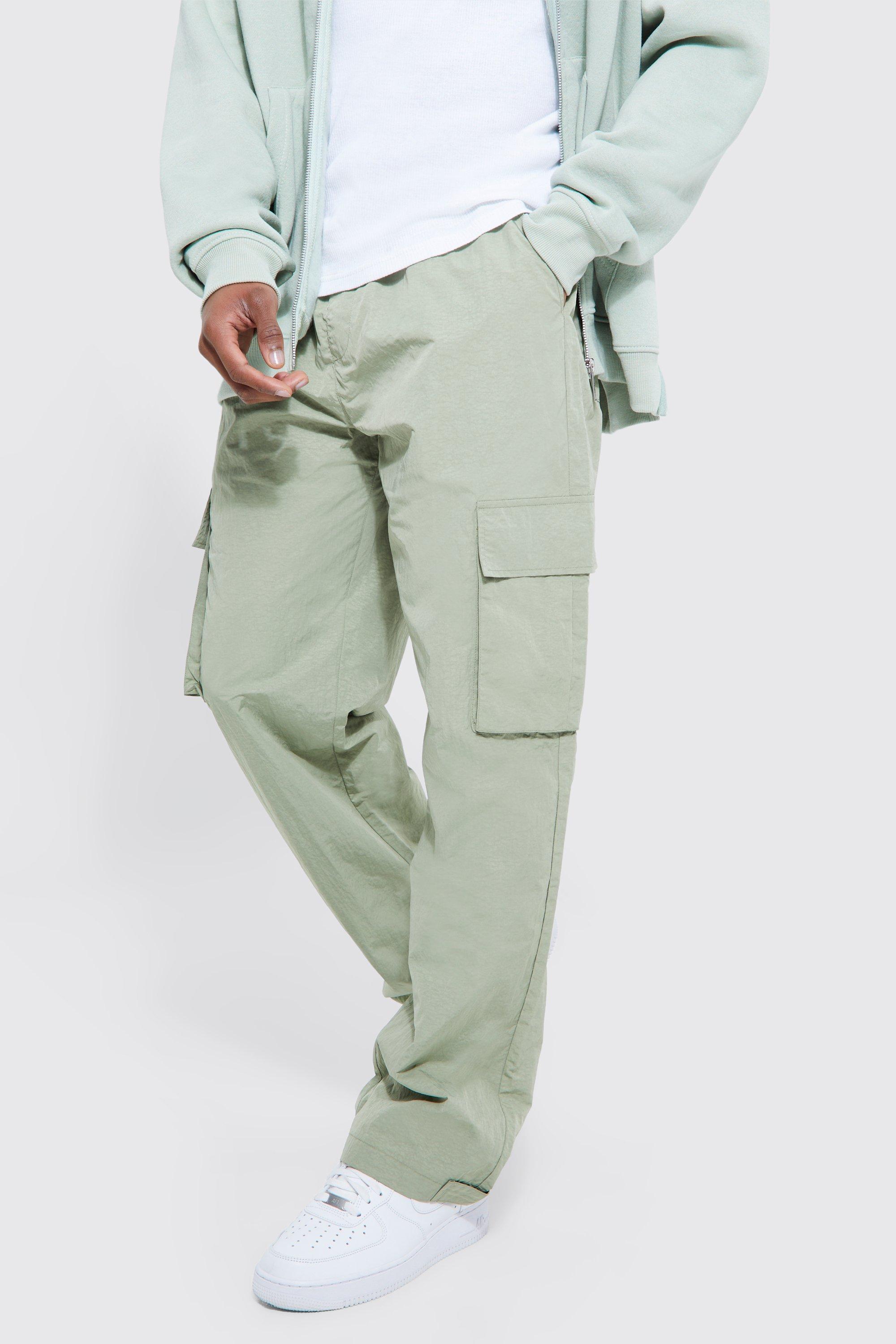 Boohoo Gekreukelde Soft-Shell Met Elastische Taille En Cargo Zoom Detail, Sage