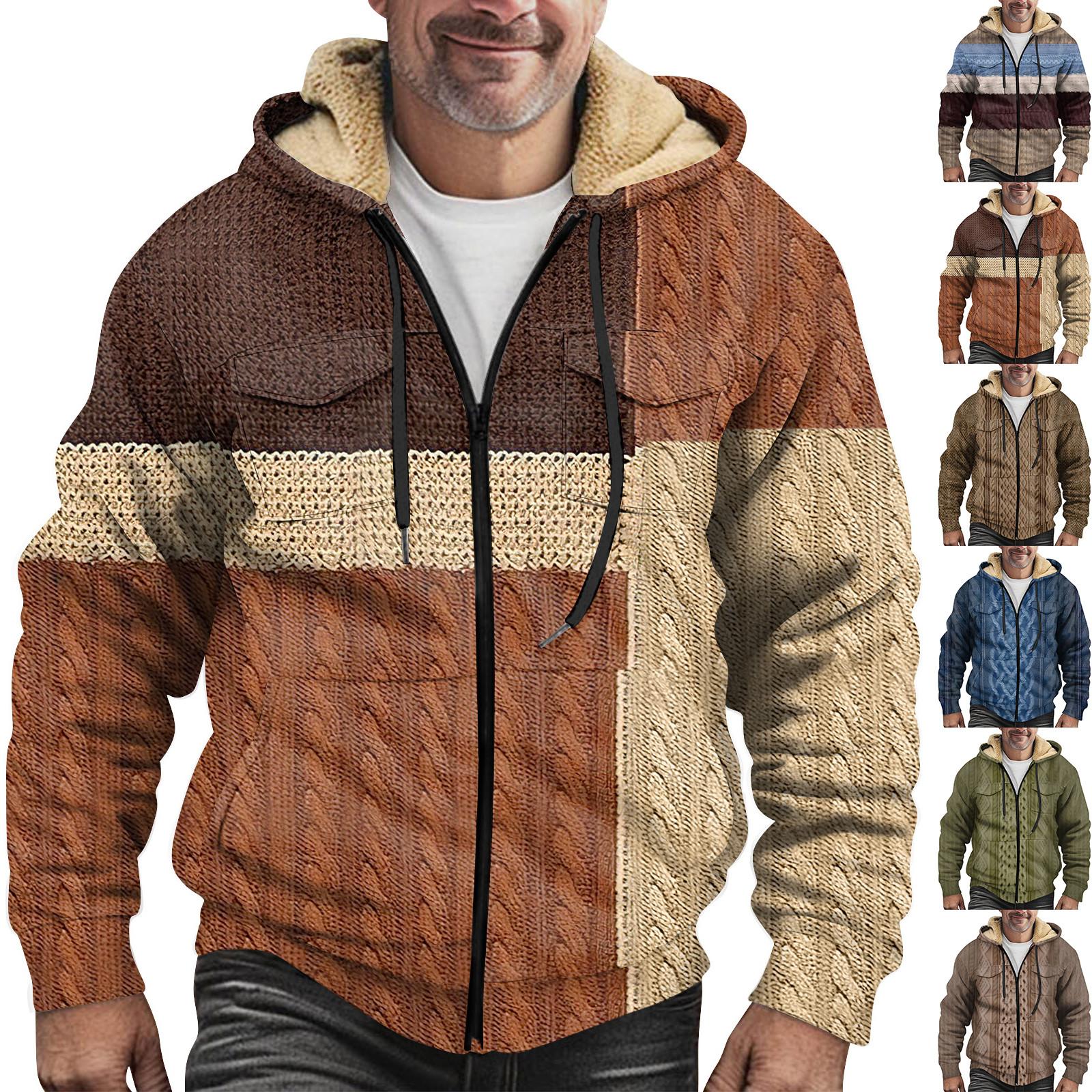 Baby cheetah Heren Winter Rits Capuchon Fleece Sweatshirt Met Opgestikte Zak Casual Jack L legergroene kleur