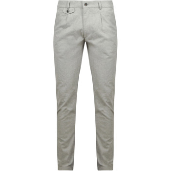 Suitable Broek  Chino Pico Pleat Flanel Lichtgrijs