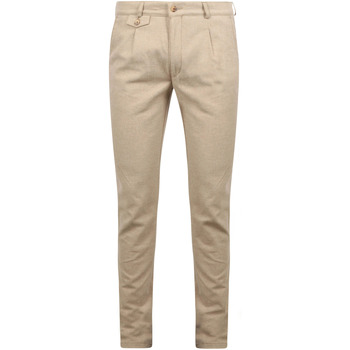 Suitable Broek  Chino Pico Pleat Flanel Sand