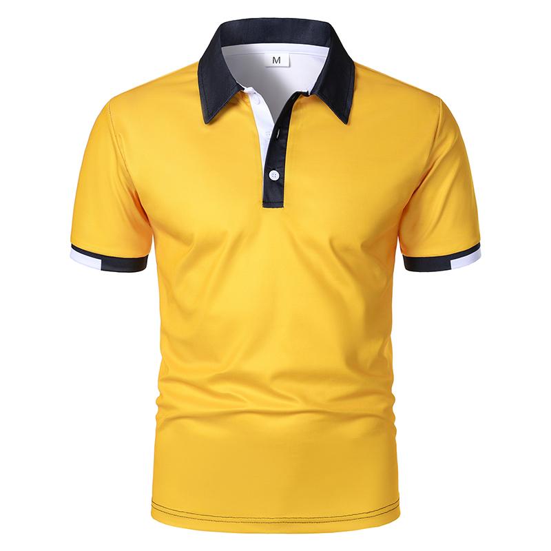 Haodingfushi Zomer Heren Casual Korte Mouw Business Poloshirt Heren Sport Revers Golf Poloshirt 100% Polyester 3XL geel