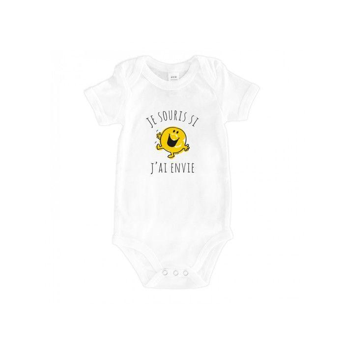MANI TEXTILE Monsieur Madame - Bodys  je souris si j'ai envie  Blanc 6/12 M