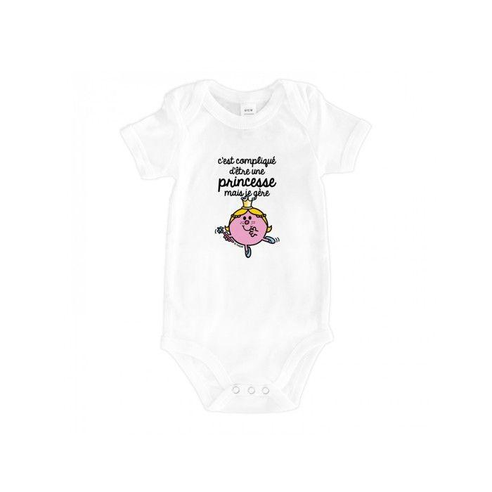 MANI TEXTILE Monsieur Madame - Bodys  c'est compliqué d'être une princesse  Blanc 6/12 M