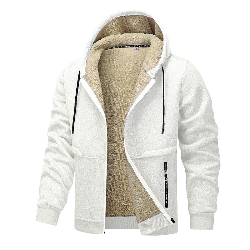 HIMO Group Heren Herfst Winter Jas Jas Lam Fleece Voering Dikker Cardigan Hoodie Casual Sportkleding 9 Kleuren Maat XS-3XL XXXL zwart